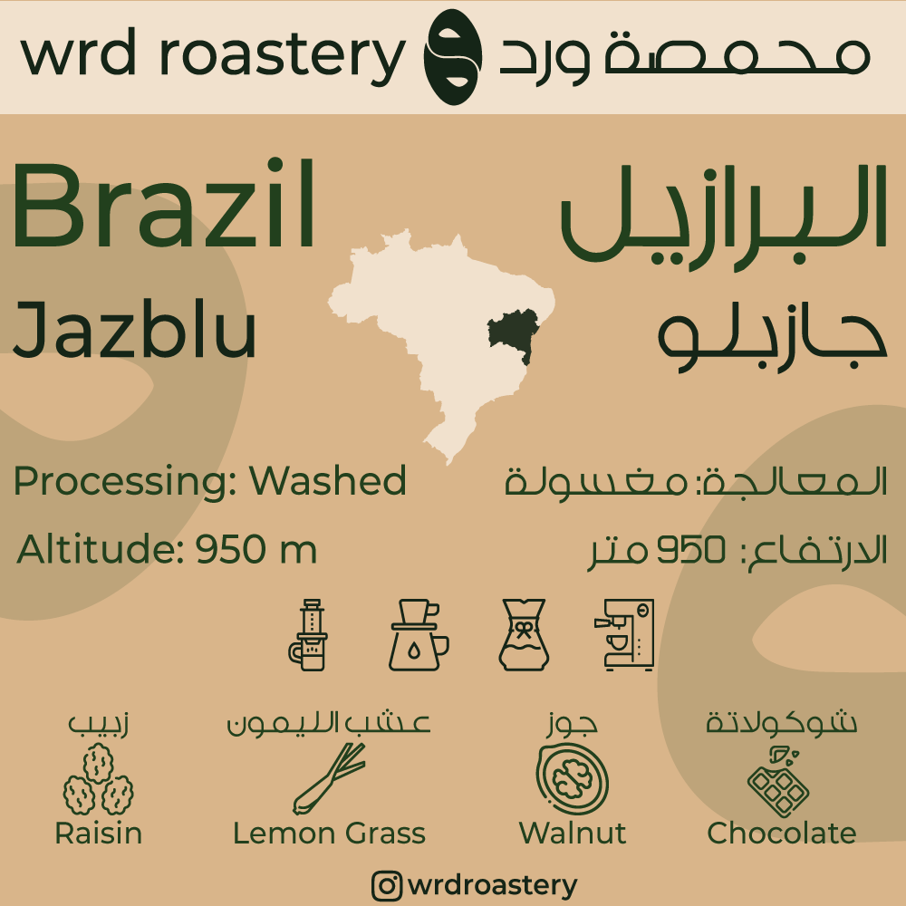 Jazblu - Washed Process - Brazil | جازبلو - معالجة مغسولة - البرازيل